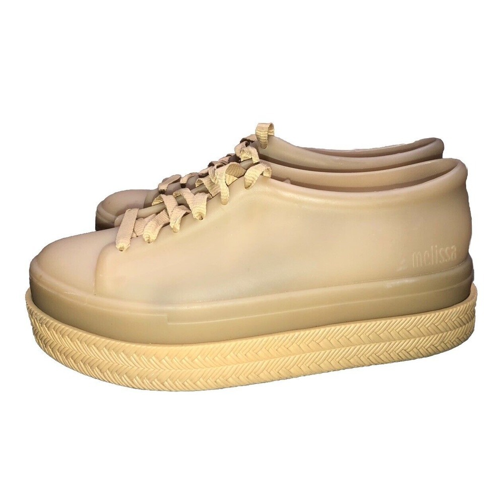 Melissa Be II Espadrille Platform Jelly Sneaker Women's 6 Cream Beige Rubber‎ 37